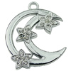 Crystal Zinc alloy Pendant, Fashion jewelry findings, Many colors for choice, moon 43mm, Sold By PC
