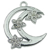 Crystal Zinc alloy Pendant, Fashion jewelry findings, Many colors for choice, moon 43mm, Sold By PC