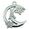 Crystal Zinc alloy Pendant, Fashion jewelry findings, Many colors for choice, moon 32x40mm, Sold By PC

