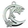 Crystal Zinc alloy Pendant, Fashion jewelry findings, Many colors for choice, moon 32x40mm, Sold By PC