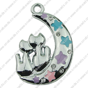 Crystal Zinc alloy Pendant, Fashion jewelry findings, Many colors for choice, moon 26x39mm, Sold By PC