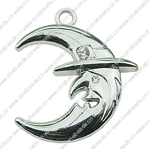 Crystal Zinc alloy Pendant, Fashion jewelry findings, Many colors for choice, moon 31x34mm, Sold By PC