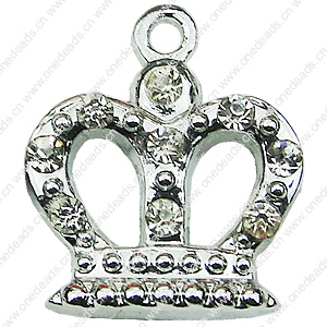 Crystal Zinc alloy Pendant, Fashion jewelry findings, Many colors for choice, crown 15x17mm, Sold By PC