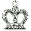 Crystal Zinc alloy Pendant, Fashion jewelry findings, Many colors for choice, crown 15x17mm, Sold By PC
