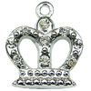 Crystal Zinc alloy Pendant, Fashion jewelry findings, Many colors for choice, crown 15x17mm, Sold By PC