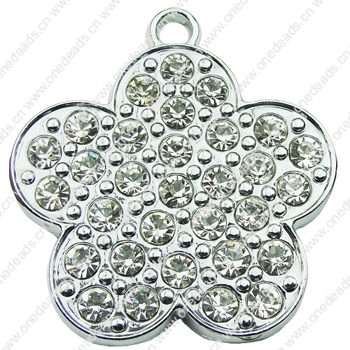 Crystal Zinc alloy Pendant, Fashion jewelry findings, Many colors for choice, Flower  37mm, Sold By PC