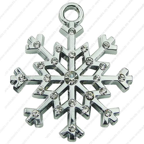 Crystal Zinc alloy Pendant, Fashion jewelry findings, Many colors for choice, snowflake 34x40mm, Sold By PC