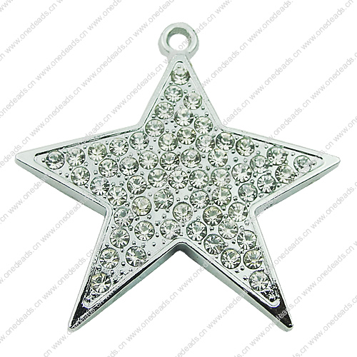 Crystal Zinc alloy Pendant, Fashion jewelry findings, Many colors for choice, star 46mm, Sold By PC