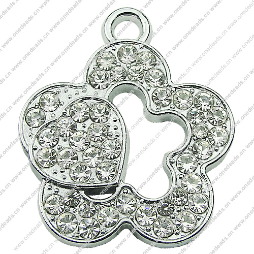 Crystal Zinc alloy Pendant, Fashion jewelry findings, Many colors for choice, Flower  33x38mm, Sold By PC