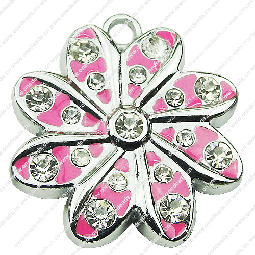 Crystal Zinc alloy Pendant, Fashion jewelry findings, Many colors for choice, Flower 35x32mm, Sold By PC