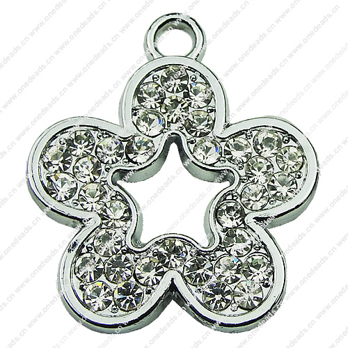 Crystal Zinc alloy Pendant, Fashion jewelry findings, Many colors for choice, Flower 36x30mm, Sold By PC