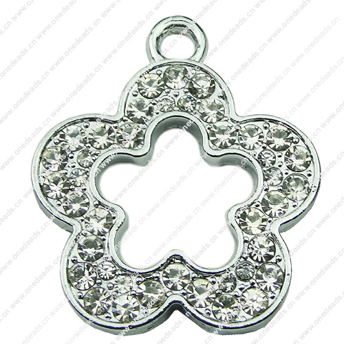 Crystal Zinc alloy Pendant, Fashion jewelry findings, Many colors for choice, Flower 33x38mm, Sold By PC