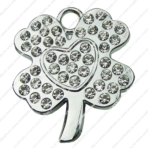 Crystal Zinc alloy Pendant, Fashion jewelry findings, Many colors for choice, Flower 32x27mm, Sold By PC