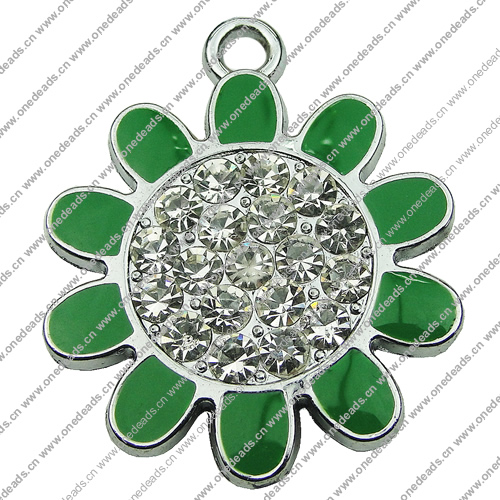 Crystal Zinc alloy Pendant, Fashion jewelry findings, Many colors for choice, Flower 32mm, Sold By PC