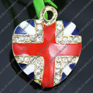 Crystal Zinc alloy Pendant, Fashion jewelry findings, Many colors for choice, Heart 25x22mm, Sold By PC