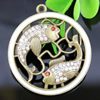 Crystal Zinc alloy Pendant, Fashion jewelry findings, Many colors for choice, Animal 49x44mm, Sold By PC