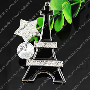 Crystal Zinc alloy Pendant, Fashion jewelry findings, Many colors for choice, Tower 81x42mm, Sold By PC