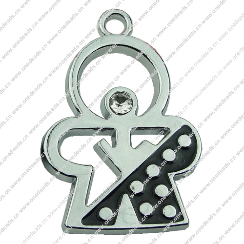 Crystal Zinc alloy Pendant, Fashion jewelry findings, Many colors for choice, 24x14mm, Sold By PC