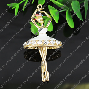 Crystal Zinc alloy Pendant, Fashion jewelry findings, Many colors for choice, People 80x40mm, Sold By PC