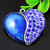 Crystal Zinc alloy Pendant, Fashion jewelry findings, Many colors for choice, Heart 42x49mm, Sold By PC