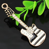Crystal Zinc alloy Pendant, Fashion jewelry findings, Many colors for choice, Guitar 55x22mm, Sold By PC

