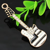 Crystal Zinc alloy Pendant, Fashion jewelry findings, Many colors for choice, Guitar 55x22mm, Sold By PC