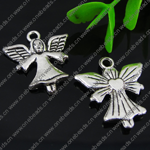Pendant. Fashion Zinc Alloy jewelry findings. Angel 21x19mm. Sold by Bag