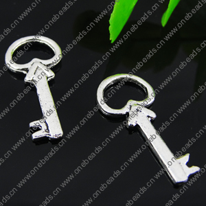 Pendant. Fashion Zinc Alloy jewelry findings. Key 21x10mm. Sold by Bag
