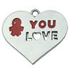 Zinc Alloy Enamel Pendant. Fashion Jewelry Findings. Heart 38x33mm. Sold by PC
