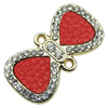 Crystal Zinc alloy Connector, Fashion jewelry findings, Many colors for choice, Bowknot 42x22mm, Sold By PC
