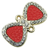 Crystal Zinc alloy Connector, Fashion jewelry findings, Many colors for choice, Bowknot 42x22mm, Sold By PC