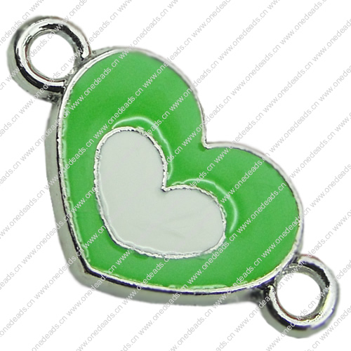 Zinc Alloy Enamel Connector, Fashion jewelry findings, Many colors for choice, Heart 11x22mm, Sold by PC
