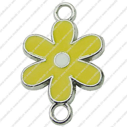 Zinc Alloy Enamel Connector, Fashion jewelry findings, Many colors for choice, Flower 15x22mm, Sold by PC