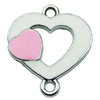 Zinc Alloy Enamel Connector, Fashion jewelry findings, Many colors for choice, Heart 21x24mm, Sold by PC
