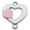 Zinc Alloy Enamel Connector, Fashion jewelry findings, Many colors for choice, Heart 21x24mm, Sold by PC