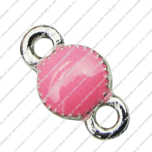 Zinc Alloy Enamel Connector, Fashion jewelry findings, Many colors for choice, Flat Round 6x12mm, Sold by PC