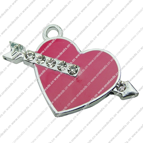 Crystal Zinc alloy Connector, Fashion jewelry findings, Many colors for choice, Heart 32x46mm, Sold By PC