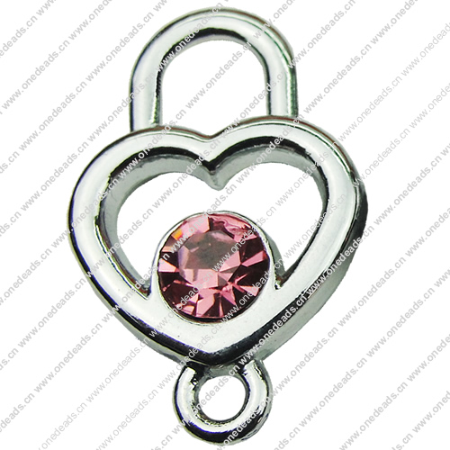 Crystal Zinc alloy Connector, Fashion jewelry findings, Many colors for choice, Heart 16x25mm, Sold By PC