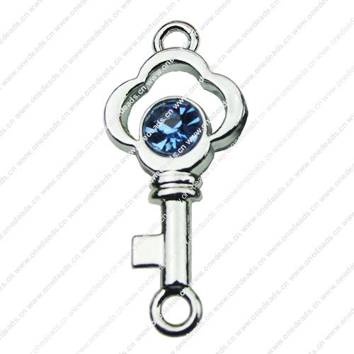 Crystal Zinc alloy Connector, Fashion jewelry findings, Many colors for choice, key 15x32mm, Sold By PC