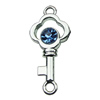 Crystal Zinc alloy Connector, Fashion jewelry findings, Many colors for choice, key 15x32mm, Sold By PC