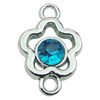 Crystal Zinc alloy Connector, Fashion jewelry findings, Many colors for choice, Flower 15x22mm, Sold By PC