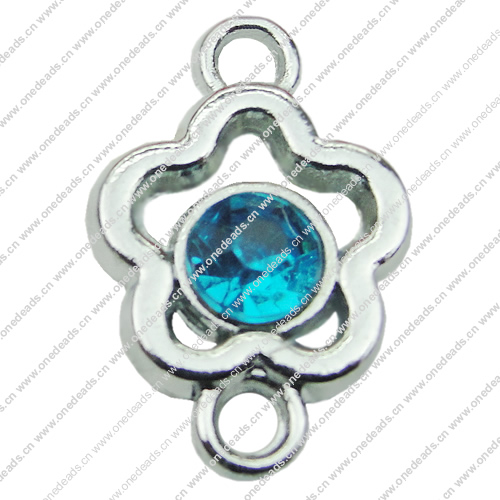 Crystal Zinc alloy Connector, Fashion jewelry findings, Many colors for choice, Flower 15x22mm, Sold By PC