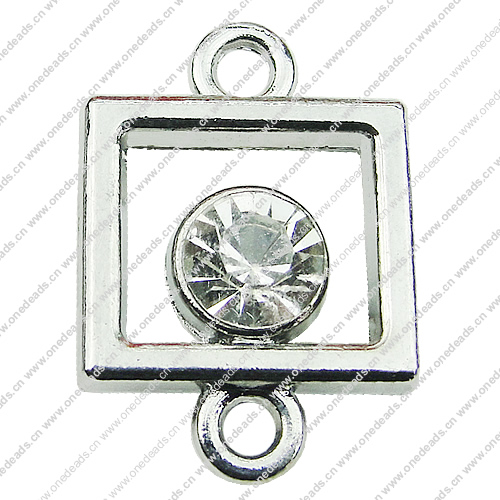 Crystal Zinc alloy Connector, Fashion jewelry findings, Many colors for choice, Square 15x21mm, Sold By PC