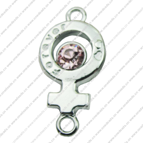 Crystal Zinc alloy Connector, Fashion jewelry findings, Many colors for choice, 14x30mm, Sold By PC