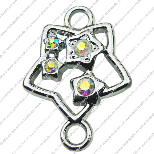 Crystal Zinc alloy Connector, Fashion jewelry findings, Many colors for choice, Star 15x24mm, Sold By PC