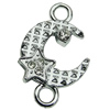 Crystal Zinc alloy Connector, Fashion jewelry findings, Many colors for choice, moon 14x23mm, Sold By PC
