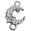 Crystal Zinc alloy Connector, Fashion jewelry findings, Many colors for choice, moon 14x23mm, Sold By PC