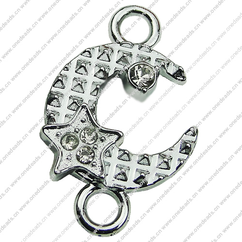 Crystal Zinc alloy Connector, Fashion jewelry findings, Many colors for choice, moon 14x23mm, Sold By PC