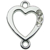 Crystal Zinc alloy Connector, Fashion jewelry findings, Many colors for choice, Heart 18x25mm, Sold By PC
