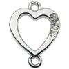 Crystal Zinc alloy Connector, Fashion jewelry findings, Many colors for choice, Heart 18x25mm, Sold By PC